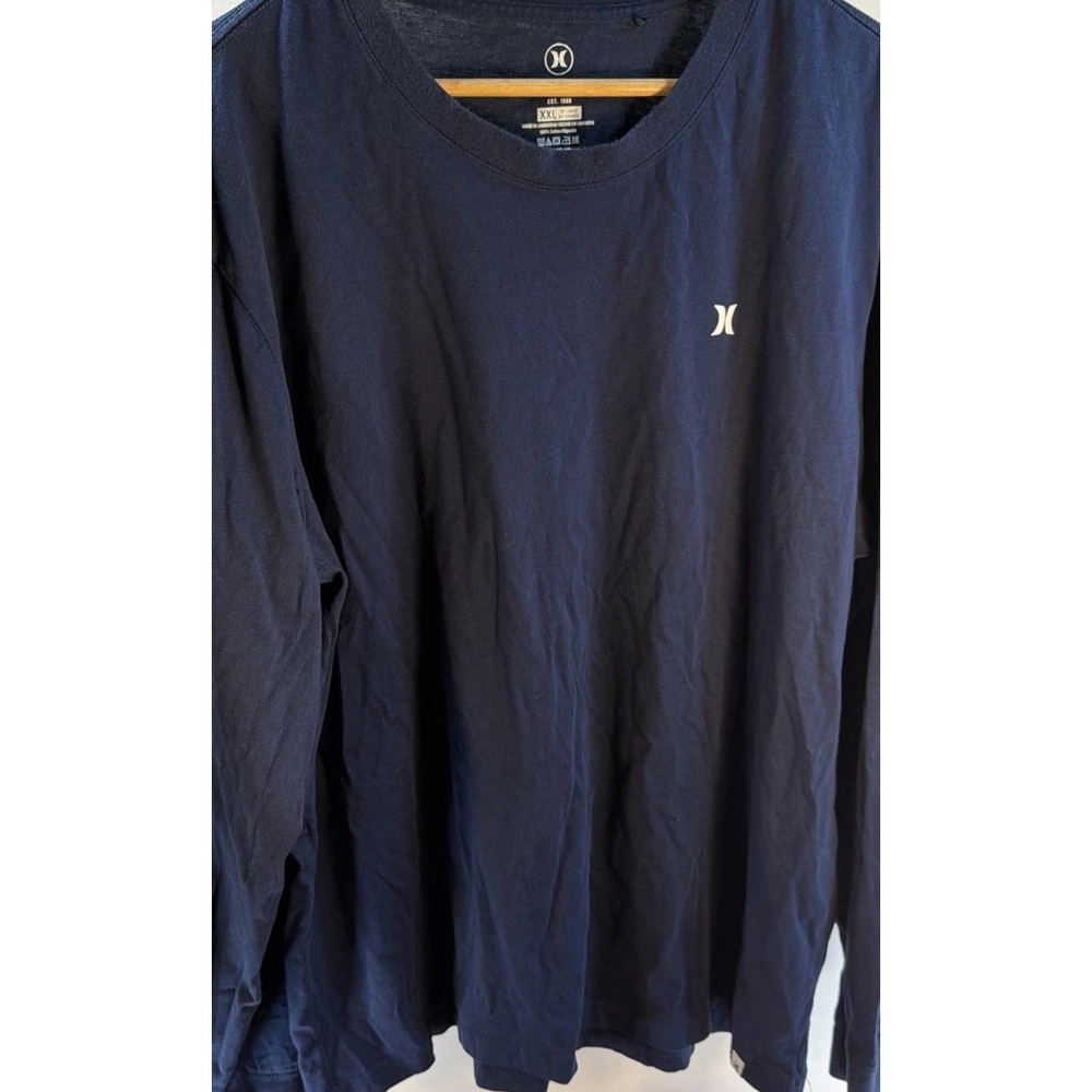 Hurley Men's Long Sleeve T-Shirt Size XXL Navy Blue Essential Icon Logo Tee